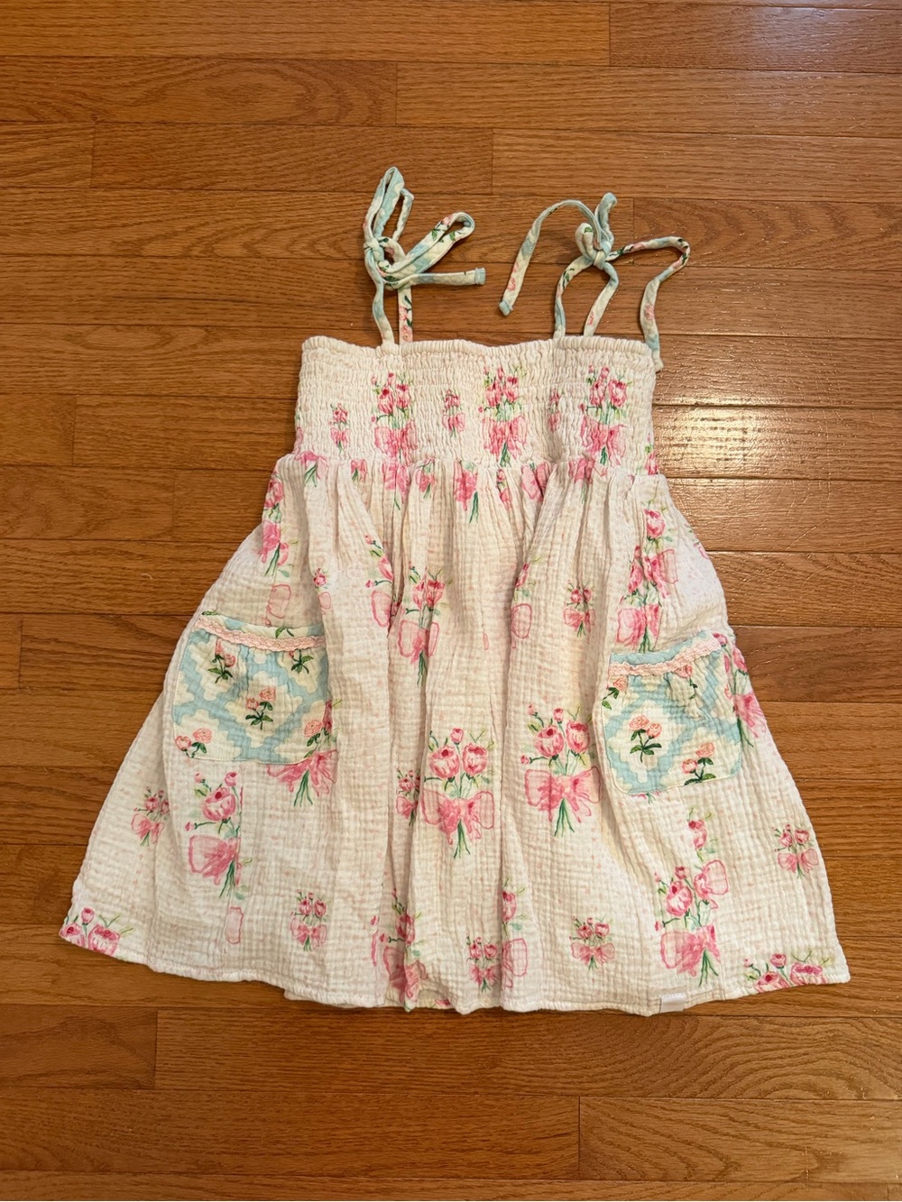 SweetHoney Smocked Floral Gauze Dress 10Y